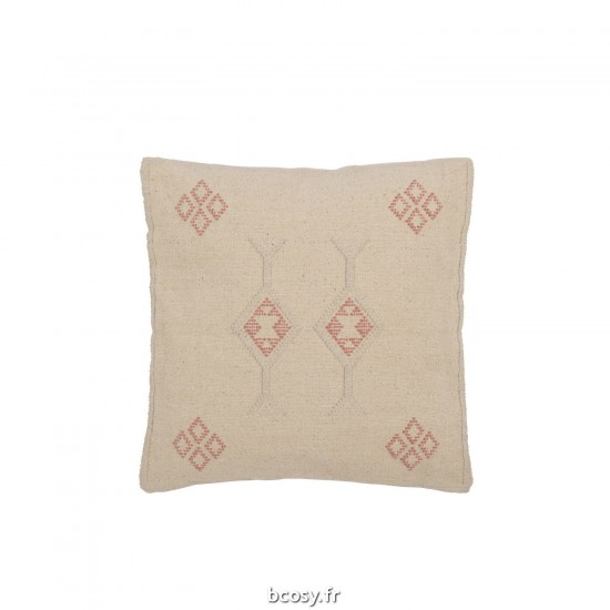 J Line Coussin Diamants Fleches Coton Creme Rose JLine 41936 by Jolipa 41936.