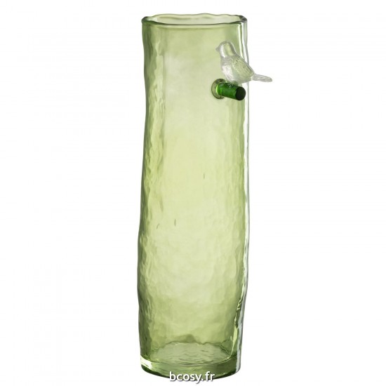 J Line Vase Long Oiseau Verre Vert Large JLine 42508 by Jolipa 42508.