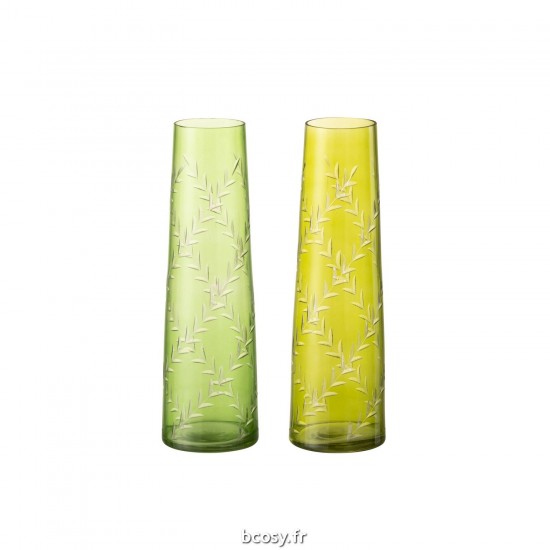 J Line Vase Feuil Verre Vert Large JLine 42738 by Jolipa 42738 Assortiment de 2 pcs.