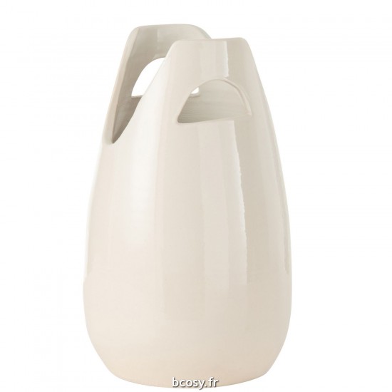 J Line Vase Anse Ceramique Blanc Large JLine 43143 by Jolipa 43143.