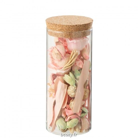 J Line Fleur Sechee Pin Fuchsia Rose En Pot Verre Rose JLine 43846 by Jolipa 43846.