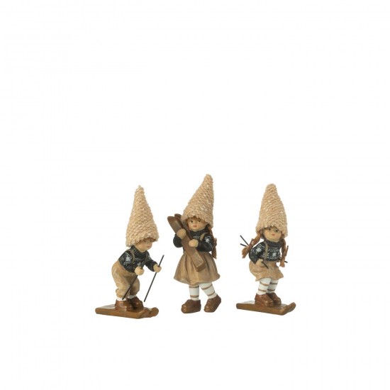 J-Line J Line Gens personnes Jolipa Enfants Ski Resin Brun Small Assortiment De 3.