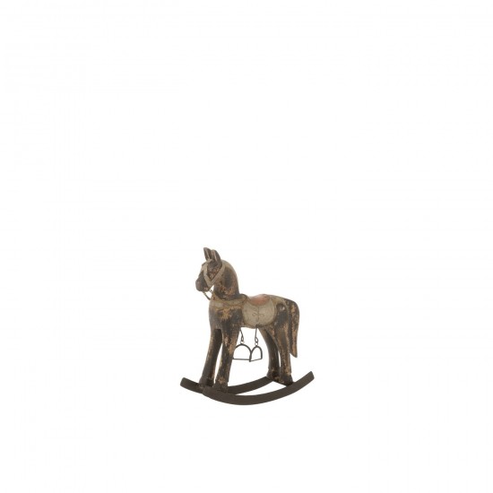 J-Line J Line fantaisie images de fantaisie Jolipa Cheval A Bascule Bois De Manguier Metal Mix Small.