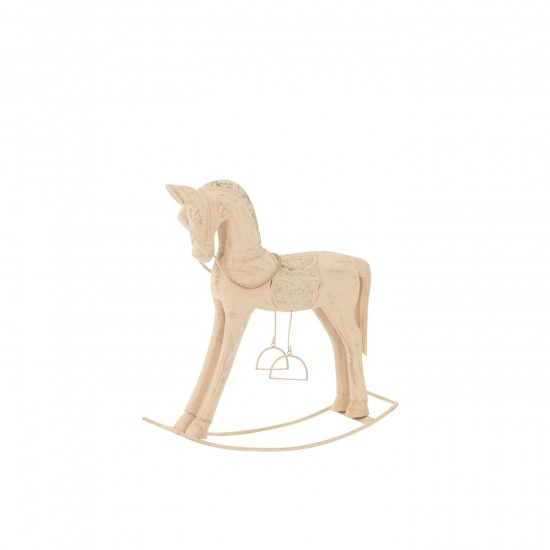 J-Line J Line fantaisie images de fantaisie Jolipa Cheval À Bascule Bois De Manguier Metal Naturel Small.