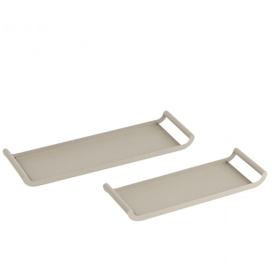 J-Line J Line Plateau de service plateaux de service Jolipa Set De 2 Plateau Rectangle Metal Gris.