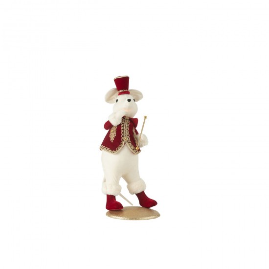 J-Line J Line fantaisie images de fantaisie Jolipa Souris Majorette Debout Polyfoam Textile Rouge Or.