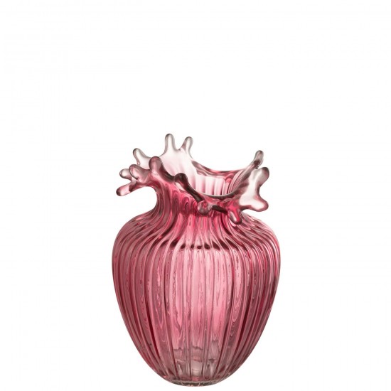 J-Line J Line Grands vases Grand vase Vases hauts Vase haut. Jolipa Vase Fleur Lignes Verre Rose Fonce Small.