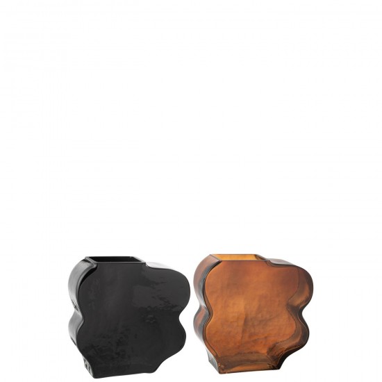 J-Line J Line vases Jolipa Vase Irregulier Verre Camel Marron Fonce Small Assortiment De 2.