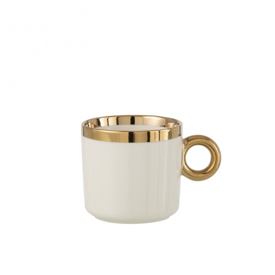 J-Line J Line tasses de cafe Jolipa Boite De 1 Mug Ceramique Blanc Or.