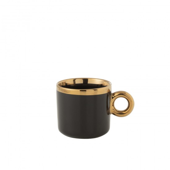 J-Line J Line tasses de cafe Jolipa Boite De 1 Mug Ceramique Noir Or.