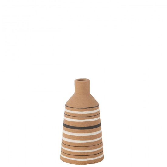 J-Line J Line Grands vases Grand vase Vases hauts Vase haut. Jolipa Vase Tukano Lignes Terra Marron Noir Blanc Medium.