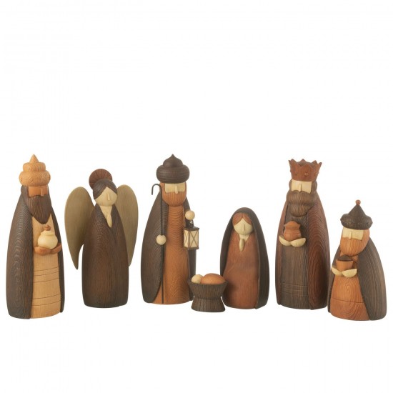 J-Line J Line crèches de Noël Jolipa Creche 7 Pieces Resine Marron.