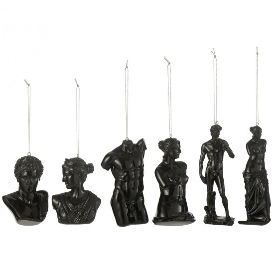 J-Line J Line pendeloques Jolipa Boite 6 Suspension Statue Romaine Resine Noir.