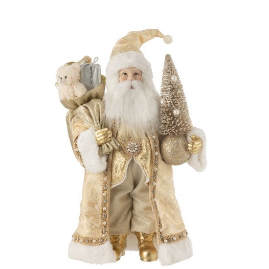 J-Line J Line peres noël Jolipa Pere Noel Deco Resine Textile Or.