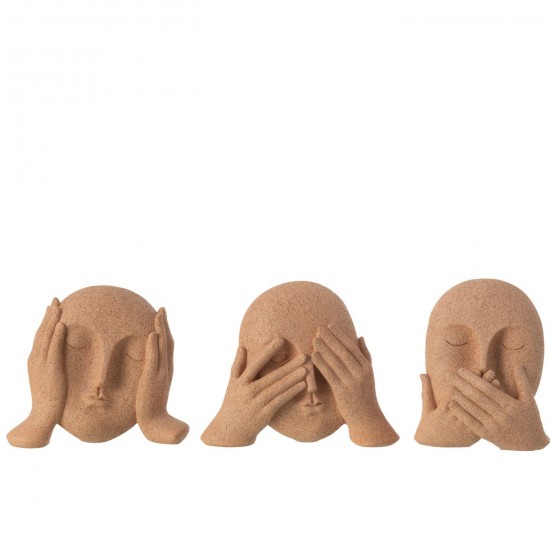 J-Line J Line Gens personnes Jolipa Visage Ne Rien Voir Entendre Se Taire Terra Assortiement De 3.