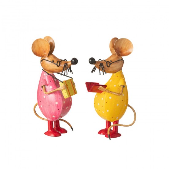 J-Line J Line souris statuettes Jolipa Souris Livre Valise Fer Mix Assortiment De 2.