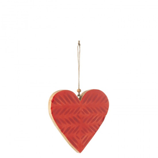 J-Line J Line pendeloques Jolipa Suspension Coeur Oval Bois De Manguier Rouge Medium.