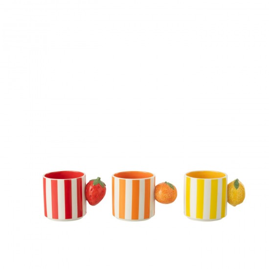 J-Line J Line tasses de cafe Jolipa Mug Fruit Dolomite Mix Assortiment De 3.