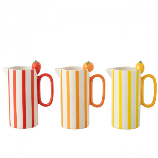 J-Line J Line amphores cruches avec 2 anses Jolipa Cruche Fruit Dolomite Mix Assortiment De 3.