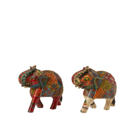 J-Line J Line elephants statuettes Jolipa Elephant Delhi Bois De Manguier Mix Medium Assortiment De 2.