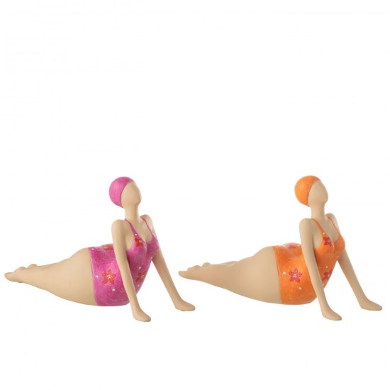 J-Line J Line femmes statuettes Jolipa Femme Yoga Couche Polyresine Mix Assortiment De 2.