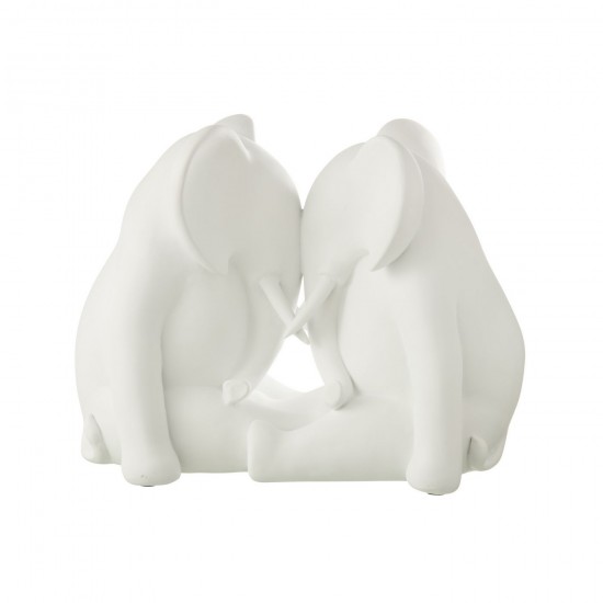 J-Line J Line elephants statuettes Jolipa Elephant Face A Face Polyresine Blanc.