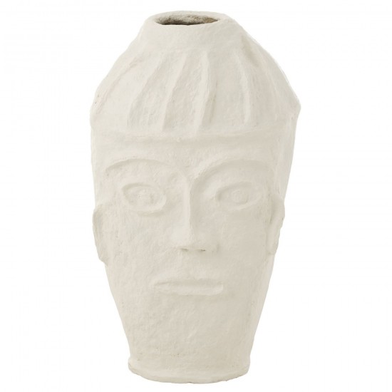 J-Line J Line pots potiches Jolipa Pot Face Papier Mache Blanc.