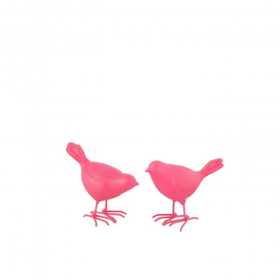 J-Line J Line oiseaux sur pied statuettes Jolipa Oiseau Polyresine Rose Small Assortiment De 2.