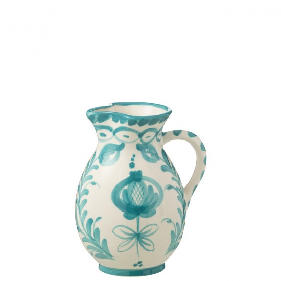 J-Line J Line série de vaisselle Jolipa Pitcher Granada Ceramic White Aqua Medium.