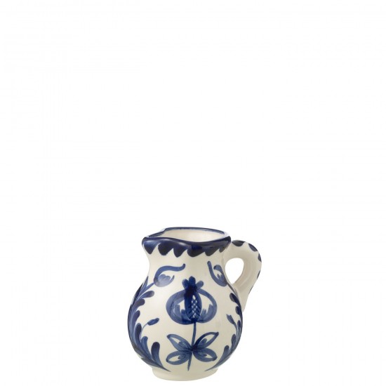 J-Line J Line série de vaisselle Jolipa Pitcher Granada Ceramic White Cobalto Blue Small.