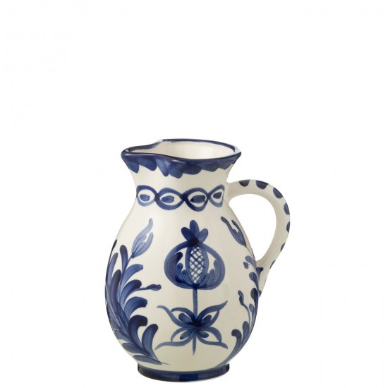 J-Line J Line série de vaisselle Jolipa Pitcher Granada Ceramic White Cobalto Blue Medium.