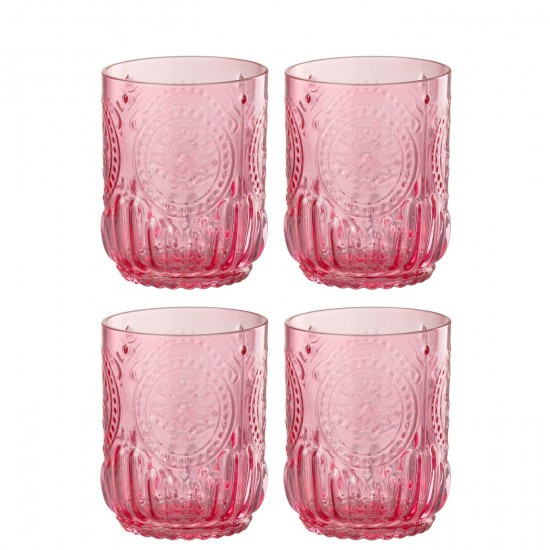 J-Line J Line verre à boire verres à boire Jolipa Giftbox 4 Verre A Boire Maya Verre Fushia.