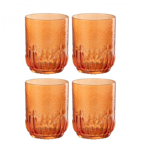 J-Line J Line verre à boire verres à boire Jolipa Giftbox 4 Verre A Boire Maya Verre Orange.