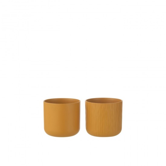 J-Line J Line cachepots de fleur Jolipa Cachepot Gen Ceramique Ocre Small Assortiment De 2.