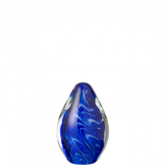 J-Line J Line presse papiers Jolipa Presse Papier Polypus Oval Verre Transparent Bleu Small.