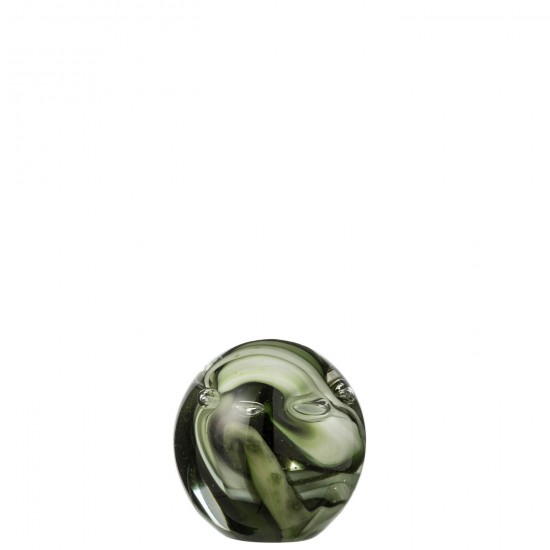 J-Line J Line presse papiers Jolipa Presse Papier Tornado Rond Verre Transparent Marron Small.