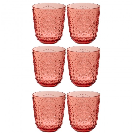 J-Line J Line boites Jolipa Boite 6 Verres Plastque Rouge.