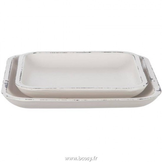 J Line Set De 2 Plat Carre Blanc Jline 55641 by Jolipa 55641