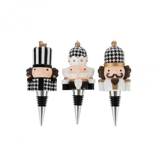 J-Line J Line bouchons Jolipa Boite De 3 Bouchon Pied De Poule Poudre De Chaux Noir Blanc.