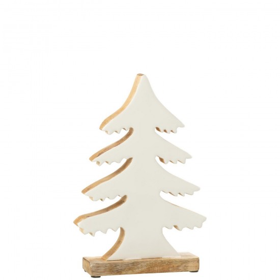J-Line J Line arbres sapins de noel sur pied Jolipa Pin Sur Base Bois De Manguier Blanc Naturel Medium.