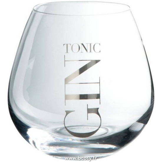 J Line Verre Gin Tonic Boule Bas Transparent Argent Jline 56360 by Jolipa 56360 Assortiment de 6 pcs