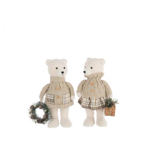 J-Line J Line ours Jolipa Ours Garçon Girl Polyester Écru Beige Assortiment De 2.