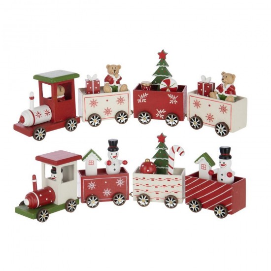J-Line J Line hivers Jolipa Train Ours Bonhomme De Neige Contreplaqué Rouge Noël Blanc Assortiment De 2.
