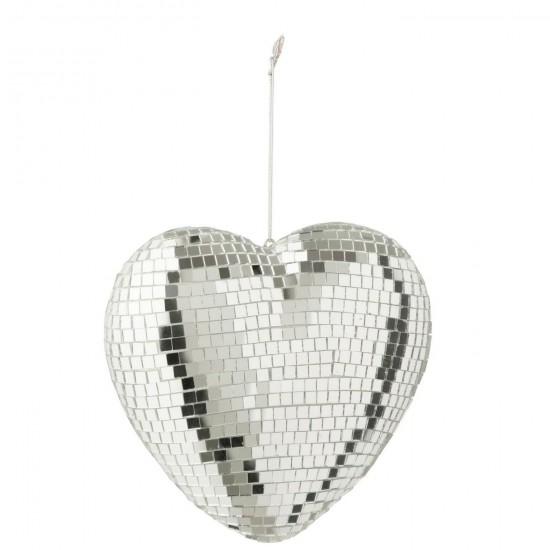 J-Line J Line pendeloques Jolipa Suspension Miroir Cœur Mousse Argenté.