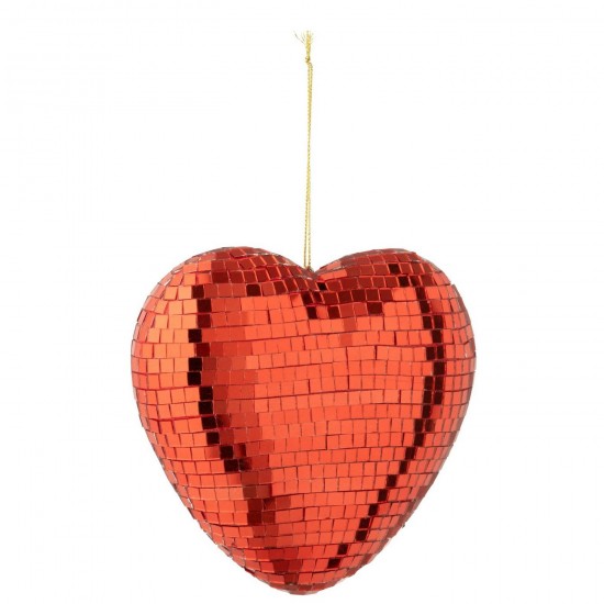 J-Line J Line pendeloques Jolipa Suspension Miroir Cœur Mousse Rouge.