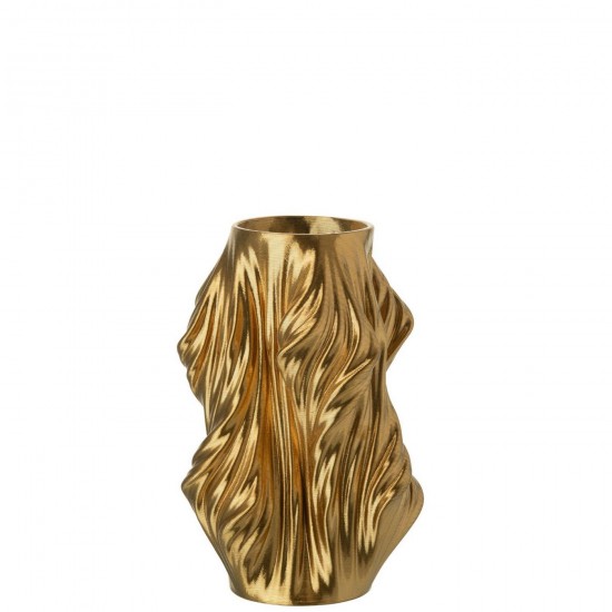 J-Line J Line Grands vases Grand vase Vases hauts Vase haut. Jolipa Vase Impression 3D Irrégulier Porcelaine Doré Small.