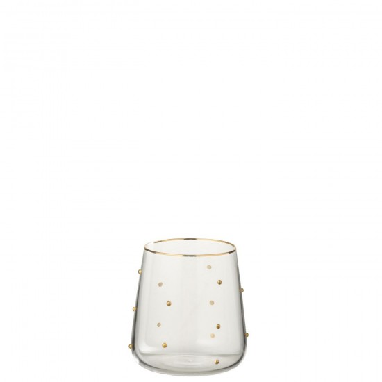 J-Line J Line verre à boire verres à boire Jolipa Verre Pois Verre Transparent Doré.