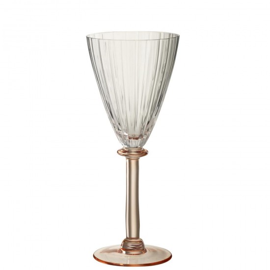 J-Line J Line verres a vin Jolipa Verre À Vin Ligné Verre Transparent Rose Saumon.