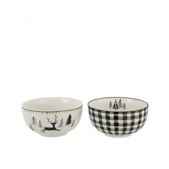 J-Line J Line plats Jolipa Bol Dolomite Blanc Noir Assortiment De 2.