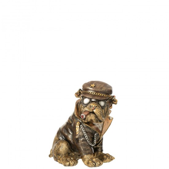 J-Line J Line statuettes Jolipa Bulldog A Cigarette Polyeresine Marron Antique.